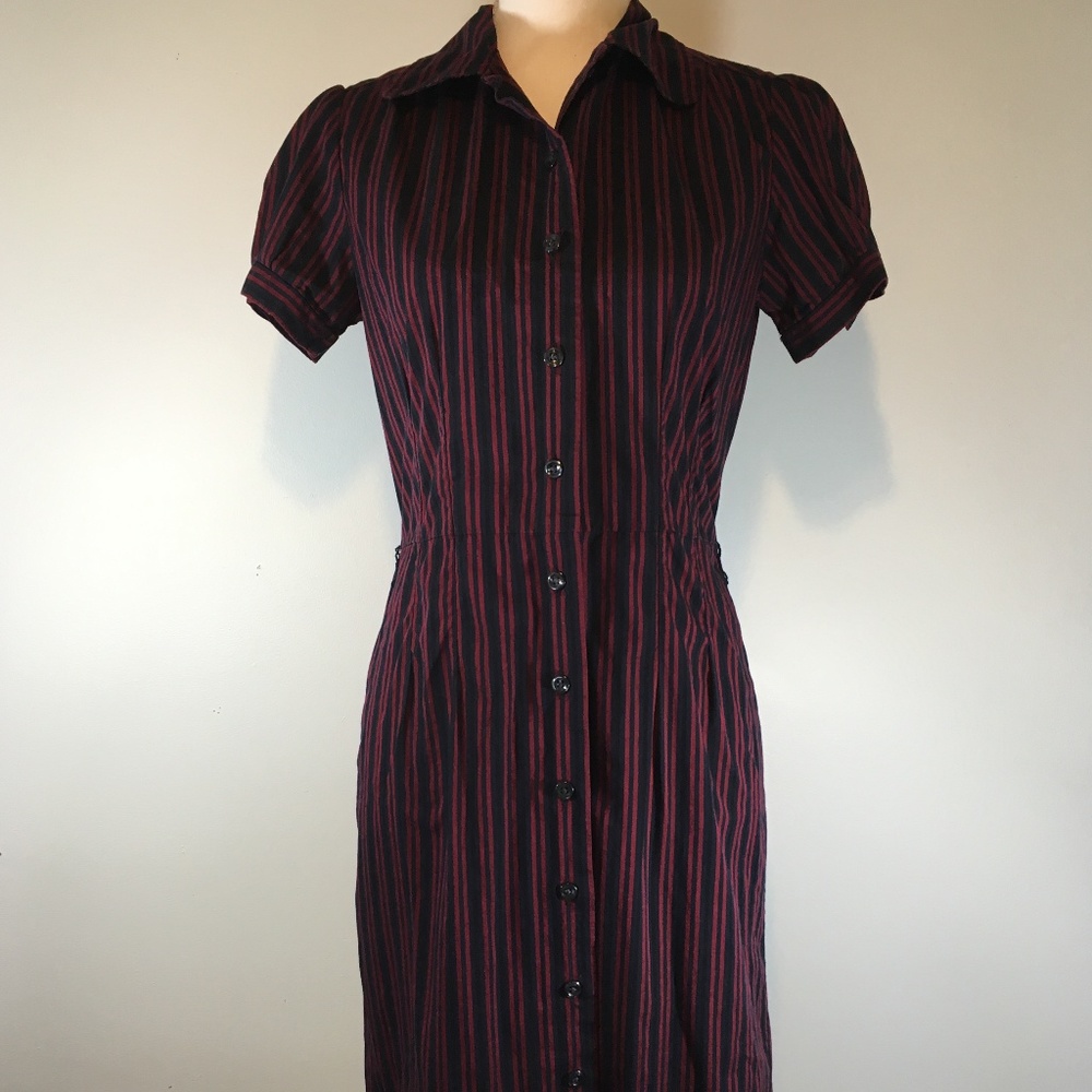 Banana Republic Fitted Buttoned Stripped Dress